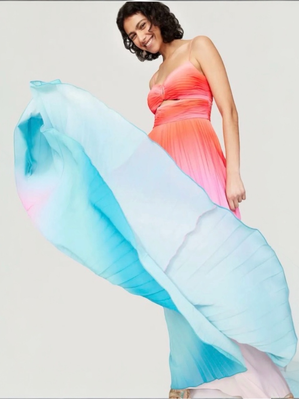 NWT AMUR Emmett Pleated Gown in Ombre Sunset Dress Size 2 - Picture 6 of 13